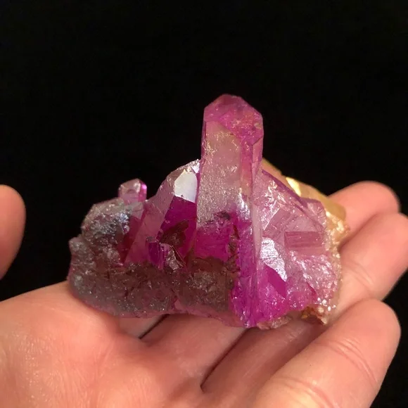 Iridescent Angel Aura Crystal Cluster - Purple & Yellow Quartz - Picture 4 of 8